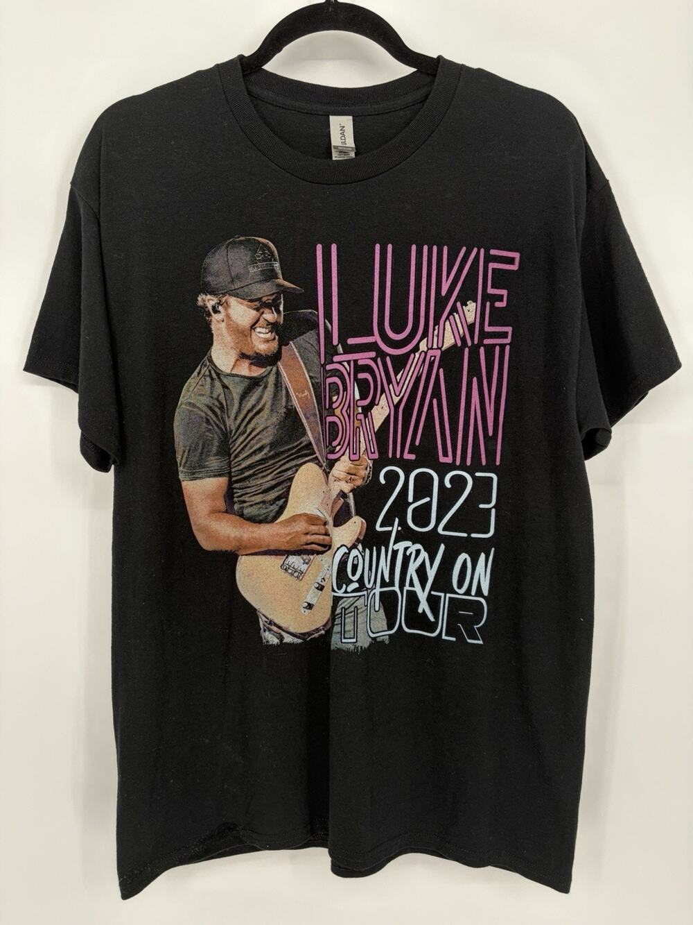Luke Bryan 2023 Country On Tour Concert T Shirt Black Graphic Tee Adult Large